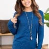 Be Cool Slate Blue Lightweight Sweater With Side Slit -Staccato Shop 3D4A0082 2634a4ac 2dd5 40c6 9d8e a0f3df43608a