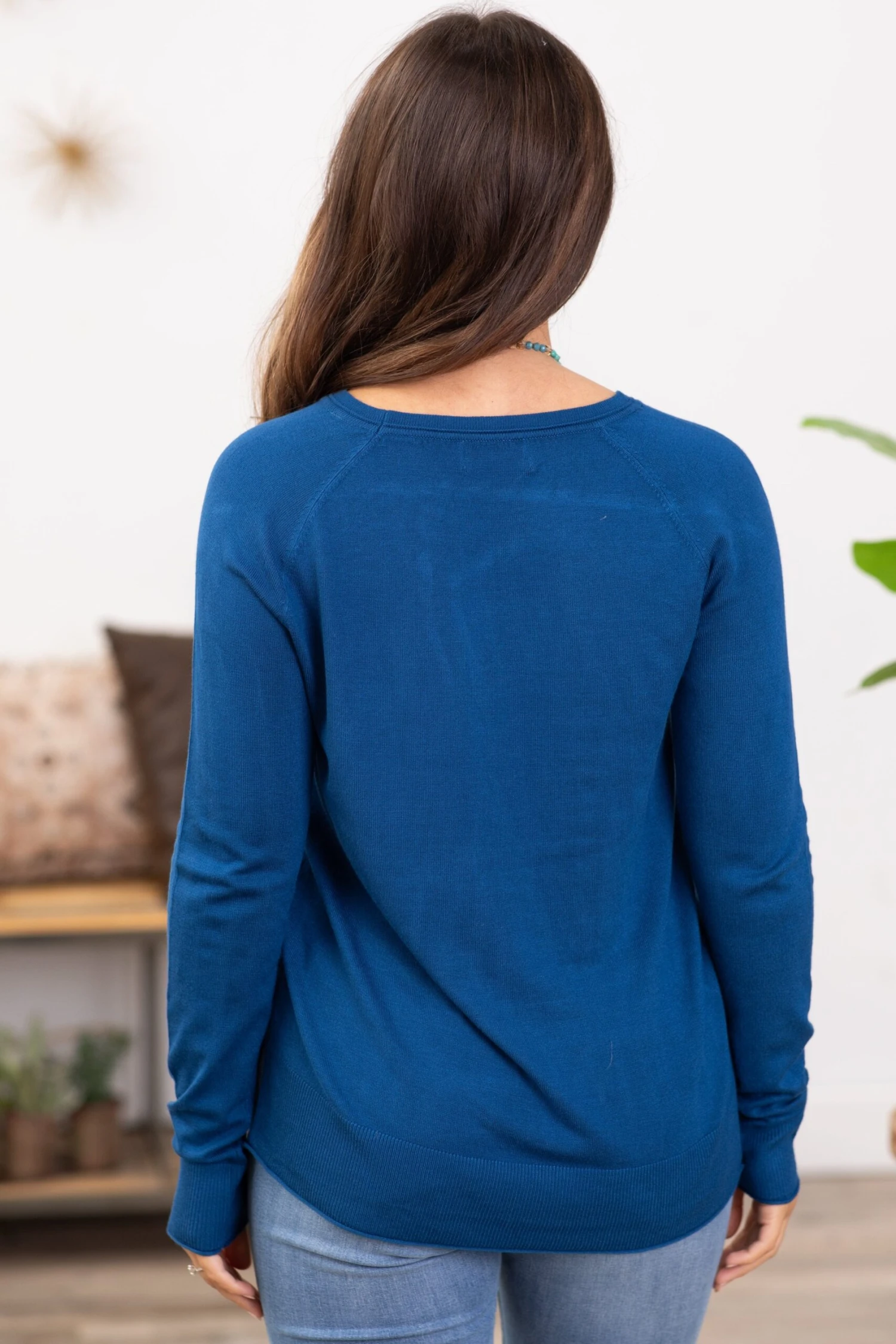 Be Cool Slate Blue Lightweight Sweater With Side Slit 6 Be Cool Slate Blue Lightweight Sweater With Side Slit - Image 4