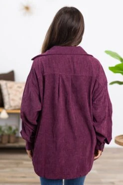 Berry Corduroy Boyfriend Fit Shacket -Staccato Shop 3D4A0102 007a362f 25cc 4a42 8f81 d9b60f20c1bf