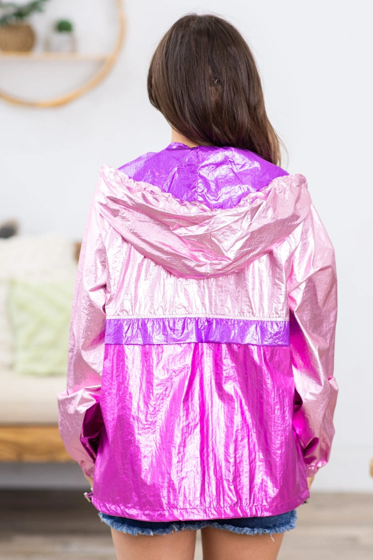 Pink Metallic Colorblock Windbreaker Pullover 6 Pink Metallic Colorblock Windbreaker Pullover - Image 4