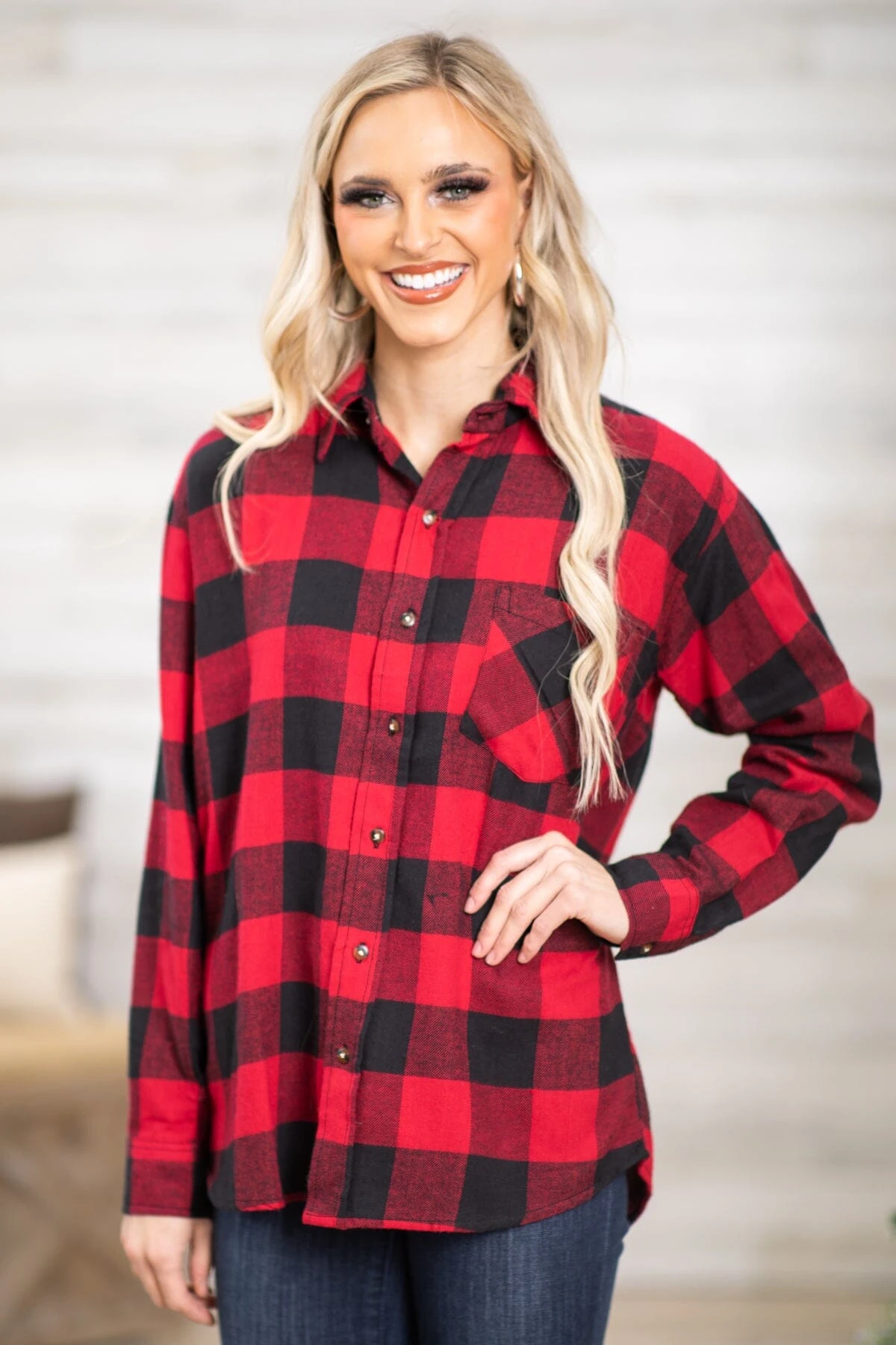 Red And Black Buffalo Plaid Button Up Top 3 Red And Black Buffalo Plaid Button Up Top