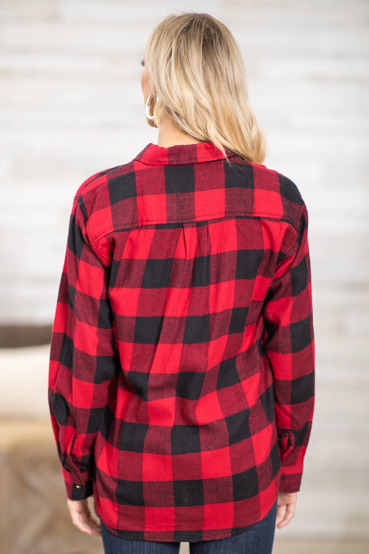 Red And Black Buffalo Plaid Button Up Top 5 Red And Black Buffalo Plaid Button Up Top - Image 3