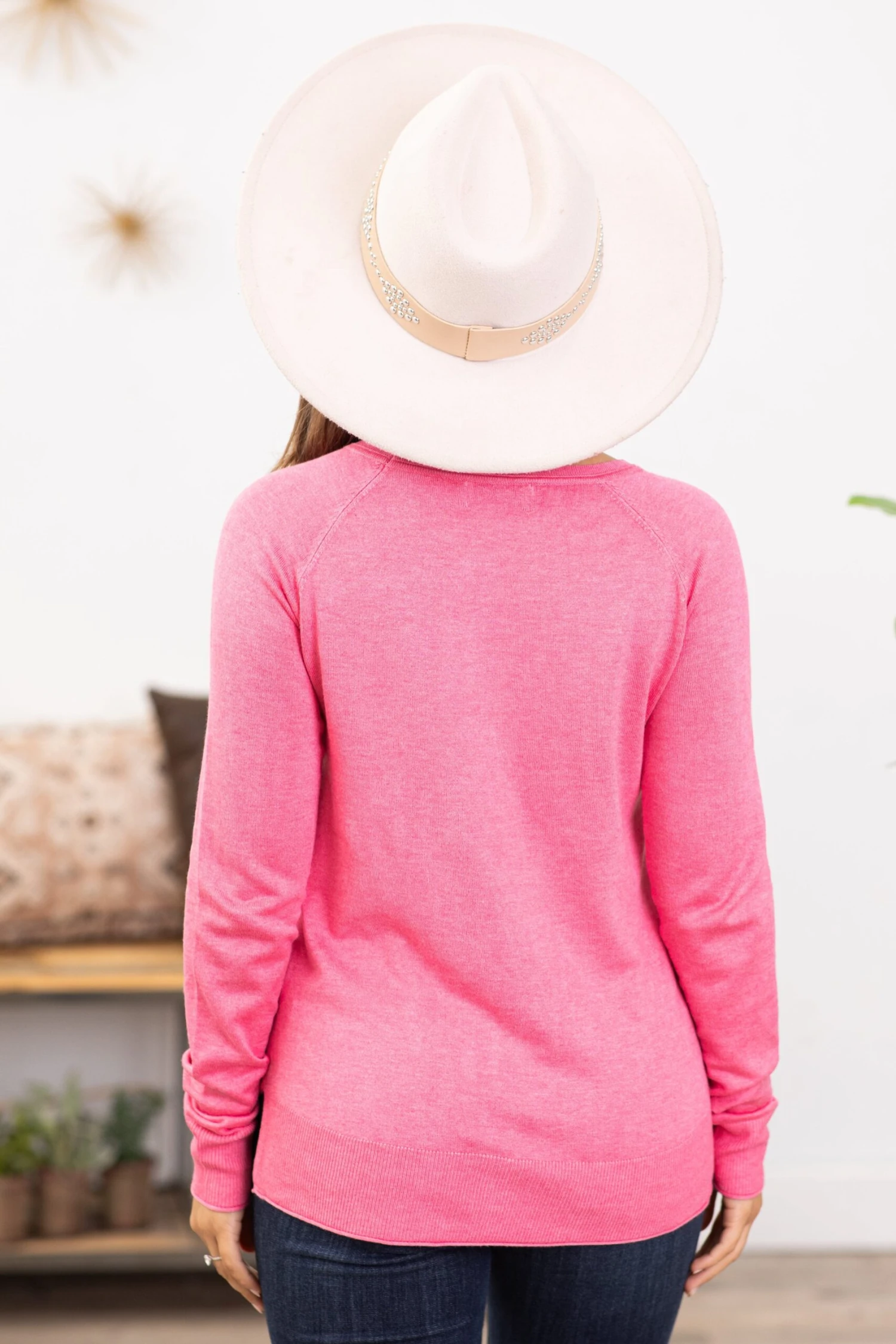 Be Cool Pink Lightweight Sweater With Side Slit 6 Be Cool Pink Lightweight Sweater With Side Slit - Image 4