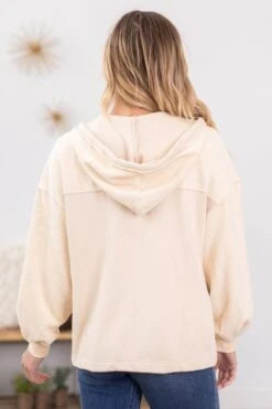 Beige Hooded Full Zip Jacket -Staccato Shop 3D4A0231 328168db 868d 4d51 83eb 3a31a4d519cd