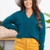 STACCATO Teal Notch Neck Center Seam Sweater -Staccato Shop 3D4A0236 47c7c325 aca5 4ad3 9834 46b003986419