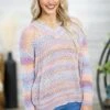 Lavender And Orange Ombre V-Neck Sweater -Staccato Shop 3D4A0252 1995ee66 0fcb 4661 96a1 a202ec330c9d