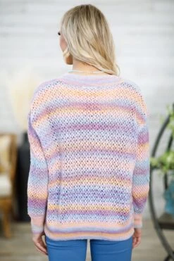 Lavender And Orange Ombre V-Neck Sweater -Staccato Shop 3D4A0253 8b4396d5 7b31 40b8 b6ea a4a17f387398