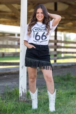 Black Denim Skirt With Fringe Detail -Staccato Shop 3D4A0287 0b274088 08c5 40e6 9dc0 1be9aa61551f
