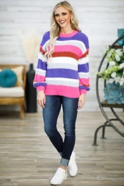 Hot Pink And Purple Multicolor Stripe Sweater -Staccato Shop 3D4A0403 3880415d 7739 4649 b6c2 802d8ebdffdf