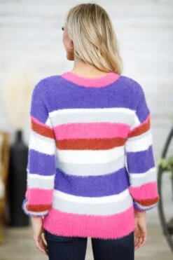 Hot Pink And Purple Multicolor Stripe Sweater -Staccato Shop 3D4A0412 2146ecb9 e003 4ff4 a8fe 14d404382489
