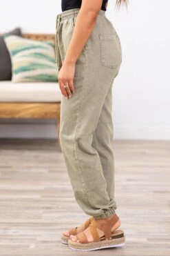 Olive Washed Elastic Waist Joggers -Staccato Shop 3D4A0536 8f98575f ed11 49ba 9e2c b84d3da1c701