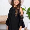 Black Top With Cold Shoulder Detail
