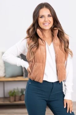 Camel Baby Corduroy Puffer Vest