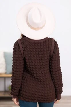 Brown Puff Textured Long Sleeve Top -Staccato Shop 3D4A0749 4d58c17f bc2a 4eae 9466 3f4f0f135b47