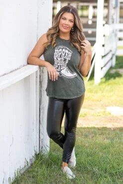 Black Pull On Faux Leather Leggings