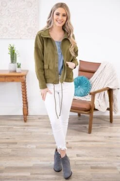 STACCATO Olive Drawstring Hem Zip Up Jacket -Staccato Shop 3D4A0761 0ab23e09 7e73 42cd 81af d3d4b8ec6d06