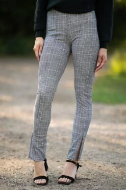 Black And White Plaid Pull On Pants