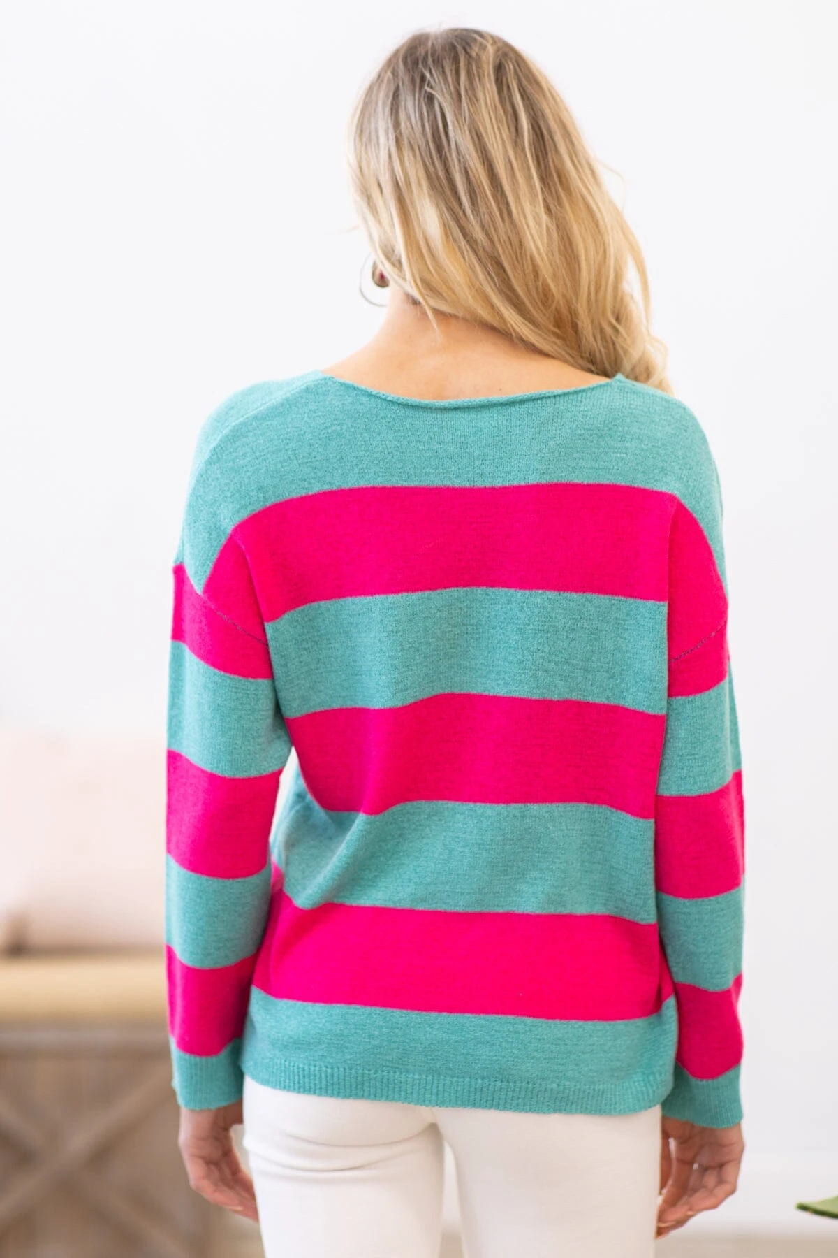 Fuchsia And Mint Rugby Stripe Top 5 Fuchsia And Mint Rugby Stripe Top - Image 3