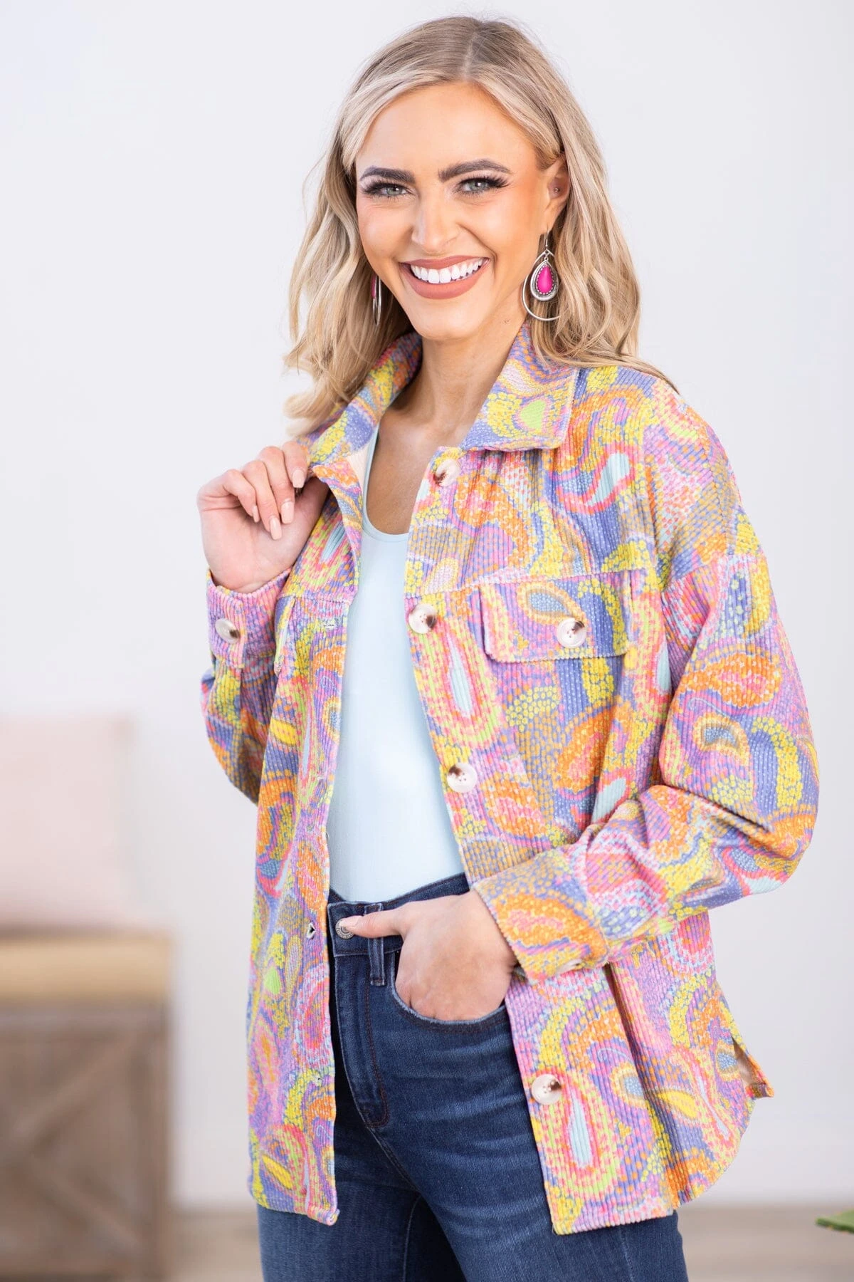 Lavender Multicolor Paisley Print Jacket 3 Lavender Multicolor Paisley Print Jacket