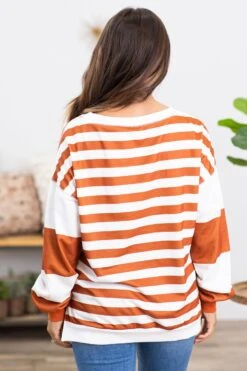 Cinnamon And White Stripe Long Sleeve Top -Staccato Shop 3D4A0899 2ca9eb85 d09f 4c0c 8747 94b7d3d81aba