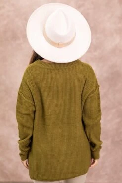 Be Cool Olive Waffle Knit Sweater With Buttons -Staccato Shop 3D4A0940 59f33ab9 bf85 41c2 a87d 8750f766c08e