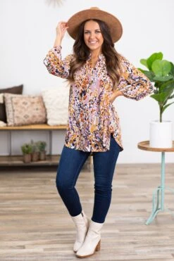 Mauve And Mustard Leaf Print Top -Staccato Shop 3D4A0959 c1044eb9 8e64 49e8 87aa 5e794277c404