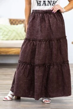 Brown Washed Elastic Waist Maxi Skirt -Staccato Shop 3D4A0988 1bd87ec2 9dff 409c 8edb 2f2227644a71