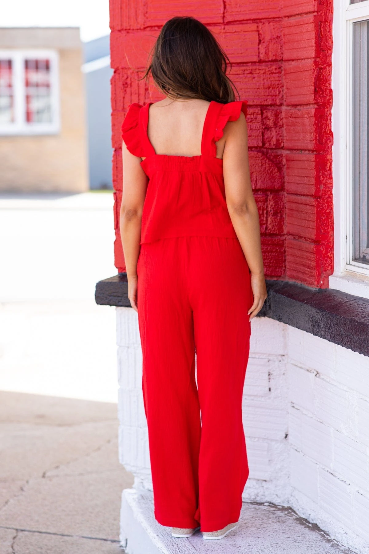 Red Tank And Wide Leg Pant Set 5 Red Tank And Wide Leg Pant Set - Image 3