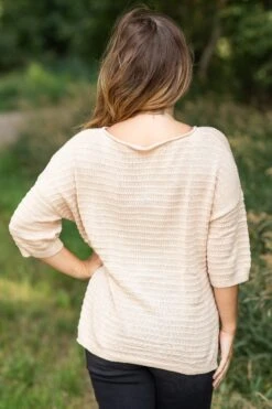 Beige Boat Neck Textured Side Slit Top -Staccato Shop 3D4A1052 bb15dba4 d40a 4d2e 8e82 25d9f68ea485