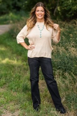 Beige Boat Neck Textured Side Slit Top -Staccato Shop 3D4A1053 063870f9 65da 46d6 9986 4204618c1cc5