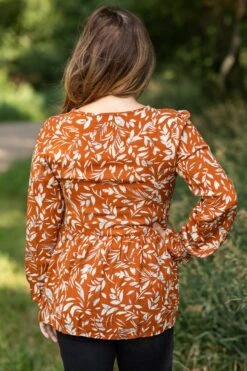 Cognac Drop Waist Leaf Print Top -Staccato Shop 3D4A1074 d8d9de26 604c 4a36 9956 334436a4d0e4