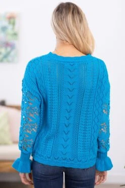 Sky Blue Lace Sleeve Detail Sweater 9 Sky Blue Lace Sleeve Detail Sweater -Staccato Shop 3D4A1099 a143939b 9ca7 4df9 a5a1 ee3ebbb558f1