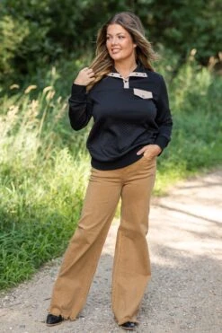 Black Quilted Contrast Trim 1/4 Snap Pullover -Staccato Shop 3D4A1112 4121720a d1bc 48ee 921e 28cceb90779d