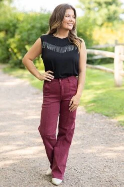 Judy Blue Wine Garment Dyed Straight Leg Jeans