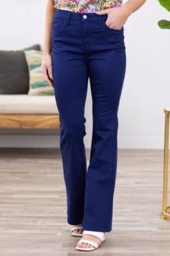 Zenana Navy Bootcut Pants With Stretch