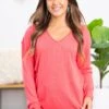 STACCATO Coral V-Neck Raw Edge Sweater 2 STACCATO Coral V-Neck Raw Edge Sweater -Staccato Shop 3D4A1514 5945efa0 989f 47cb a9fe 0d513646e8f4
