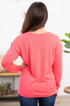 STACCATO Coral V-Neck Raw Edge Sweater 9 STACCATO Coral V-Neck Raw Edge Sweater -Staccato Shop 3D4A1517 020d7ace 52ae 4d2c 90df 2057db42cc36