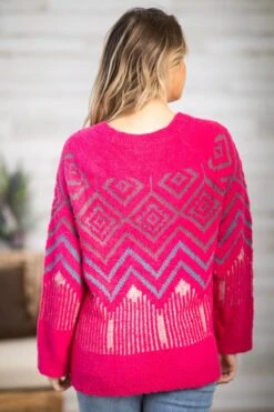 Hot Pink And Grey Aztec Print Sweater -Staccato Shop 3D4A1526 272ecbfa e5b5 47bf a4e0 914277fb6c43