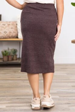 Brown Knit Midi Skirt With Side Slit -Staccato Shop 3D4A1573 ddbaa492 f56b 4edf 8b8a e5197fbc3dbc