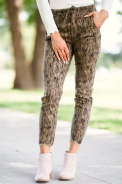 Olive Abstract Camouflage Print Jogger Jean