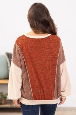 Rust And Mocha Colorblock Textured Top -Staccato Shop 3D4A1710 d5cd68f0 5789 4e07 a8c8 edc5a2aa9d52