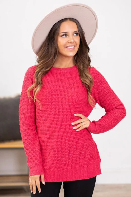 STACCATO Raspberry Waffle Knit Round Neck Sweater 7 STACCATO Raspberry Waffle Knit Round Neck Sweater -Staccato Shop 3D4A1786 0e5a221f 41b3 4573 8135 763dfff2c0e2