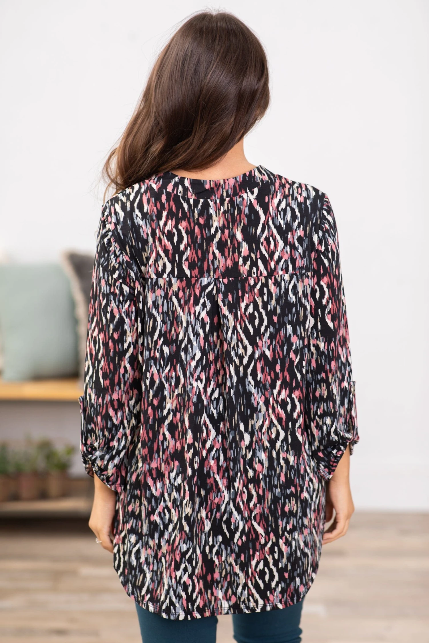 Tan And Dusty Rose Abstract Animal Print Top 6 Tan And Dusty Rose Abstract Animal Print Top - Image 4