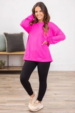 STACCATO Hot Pink Crew Neck Long Sleeve Top -Staccato Shop 3D4A1827 f6732486 6ad0 4b88 95b9 14da9bedd599