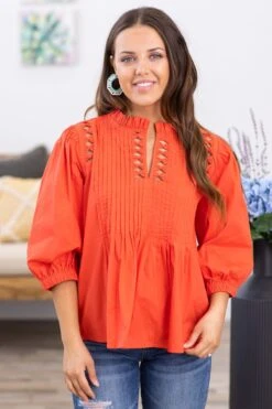 STACCATO Crimson Pintuck Bodice Top With Cutout Detail