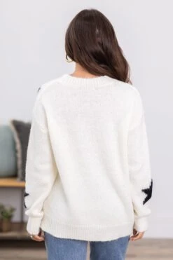 STACCATO Ivory And Black Star Intarsia Sweater -Staccato Shop 3D4A1936 6ecea053 309e 4325 ad18 3bac3467770c