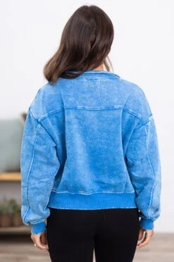 Bright Blue Acid Wash Fleece 1/4 Zip Pullover -Staccato Shop 3D4A1955 c4f2f461 7b67 40ff 97aa da1419a682e3