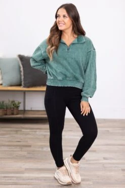 Emerald Acid Wash Fleece 1/4 Zip Pullover -Staccato Shop 3D4A1967 53021884 43fb 4924 a9f6 e96ada7192d8