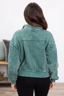 Emerald Acid Wash Fleece 1/4 Zip Pullover -Staccato Shop 3D4A1971 c6d25579 f5e8 4d48 ac01 5926c70b3090