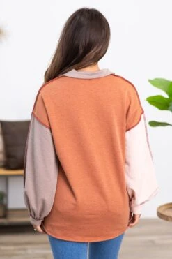 Rust Colorblock 1/4 Zip Pullover -Staccato Shop 3D4A2024 ccb506ca 84b3 4c5c 8d41 c4a673058196